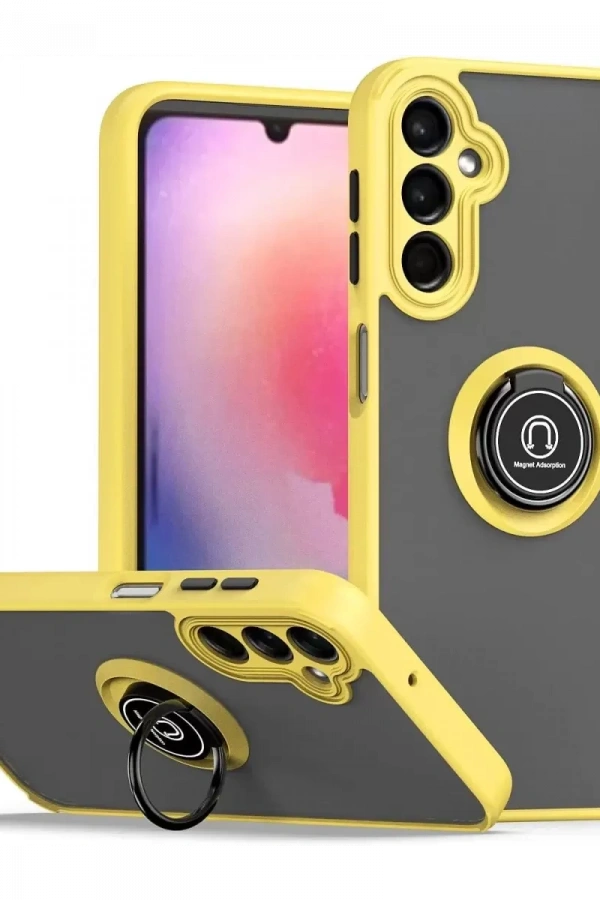 Samsung Galaxy A05S Kılıf Montreal Yüzüklü Silikon Kapak - Sarı
