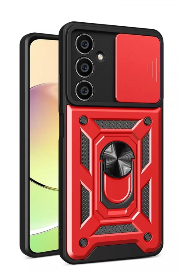 Samsung Galaxy A05S Kılıf Pars Lens Yüzüklü Silikon - Kırmızı