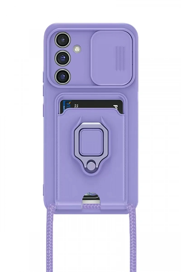 Samsung Galaxy A05S Kılıf Zuma Kartvizitli Yüzüklü Silikon - Lila
