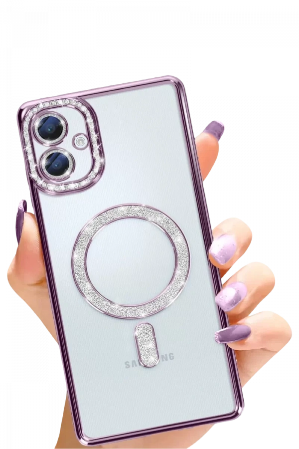 Samsung Galaxy A06 Joke Simli Magneticsafe Kılıf - Derin Mor
