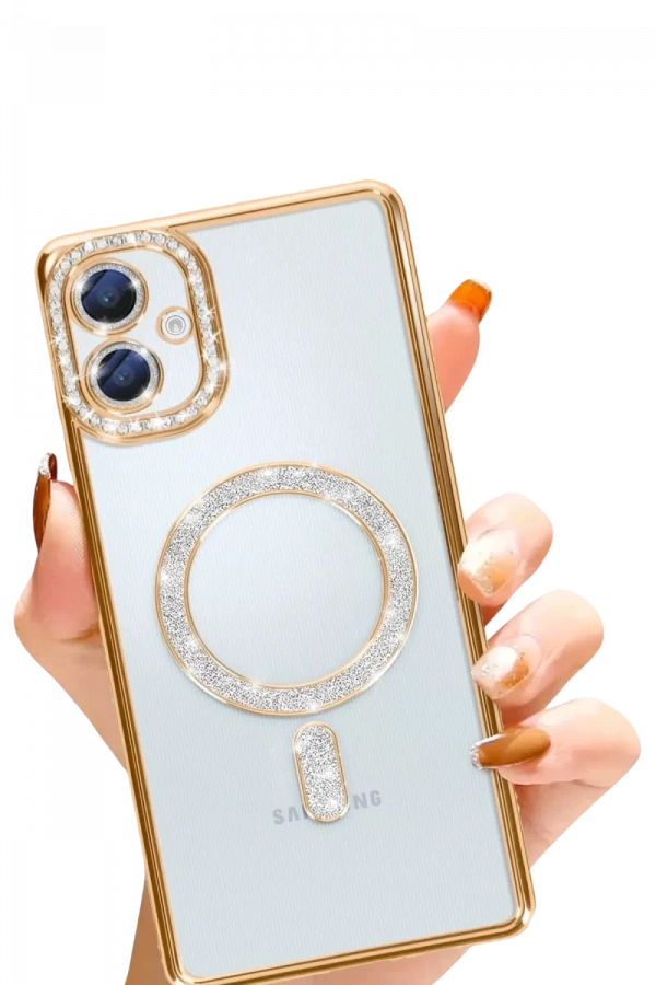 Samsung Galaxy A06 Joke Simli Magneticsafe Kılıf - Gold