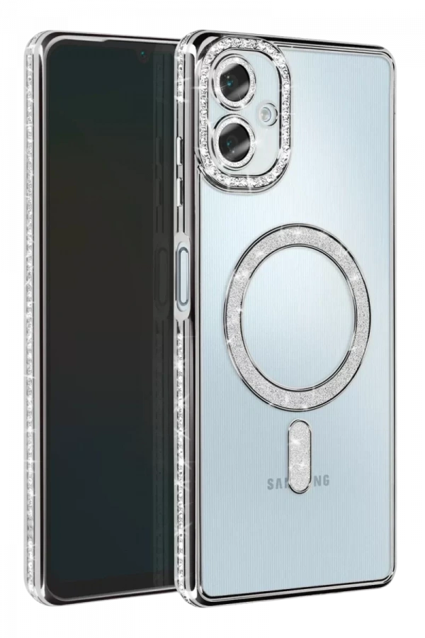 Samsung Galaxy A06 Joke Simli Magneticsafe Kılıf - Gümüş
