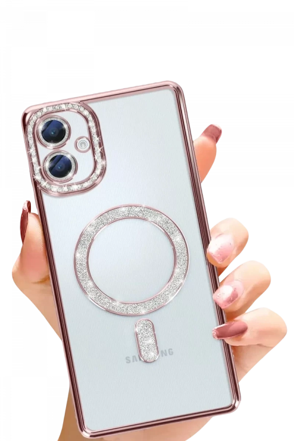 Samsung Galaxy A06 Joke Simli Magneticsafe Kılıf - Pembe