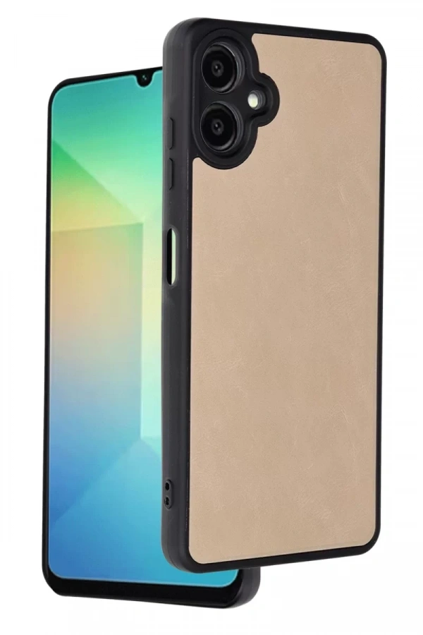 Samsung Galaxy A06 Kılıf Aras Deri Kapak - Pudra