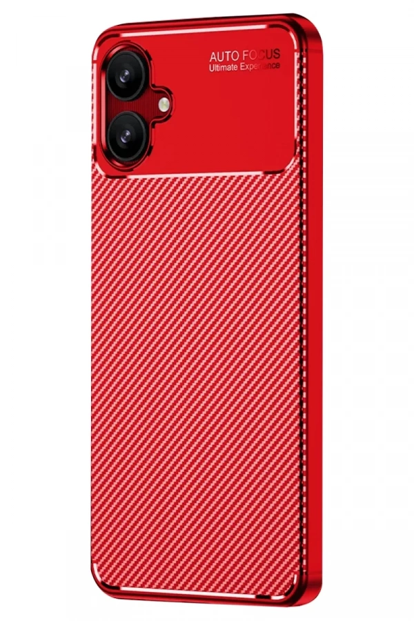 Samsung Galaxy A06 Kılıf Auto Focus Karbon Kapak - Kırmızı