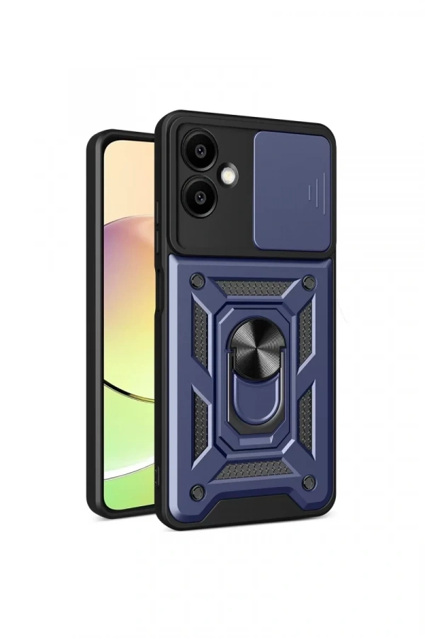 Samsung Galaxy A06 Kılıf Pars Lens Yüzüklü Silikon - Lacivert