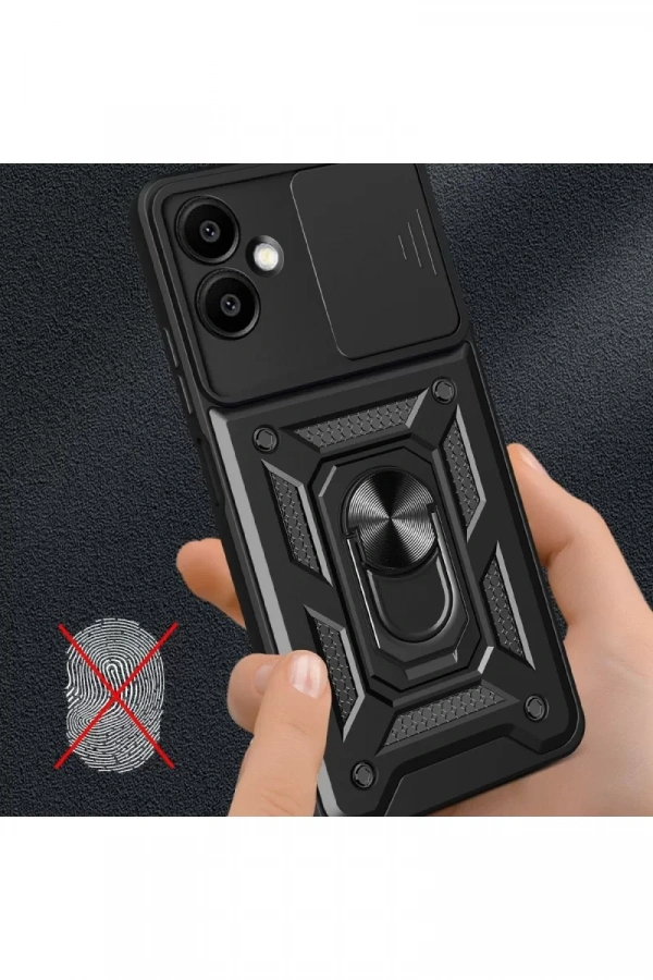 Samsung Galaxy A06 Kılıf Pars Lens Yüzüklü Silikon - Yeşil