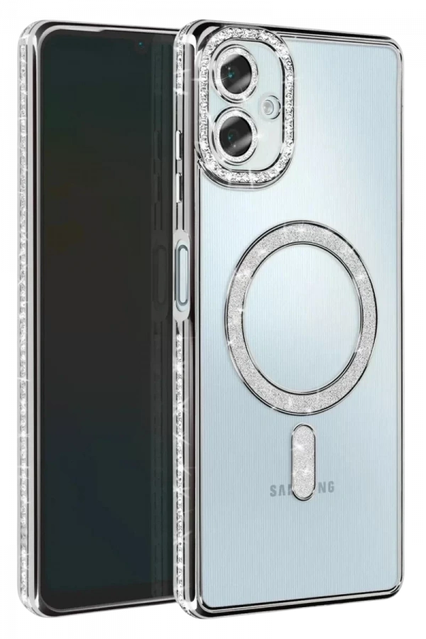 Samsung Galaxy A07 4G Joke Simli Magneticsafe Kılıf - Gümüş