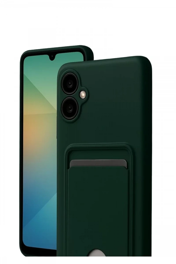 Samsung Galaxy A07 4G Kelvin Kartvizitli Silikon - Koyu Yeşil