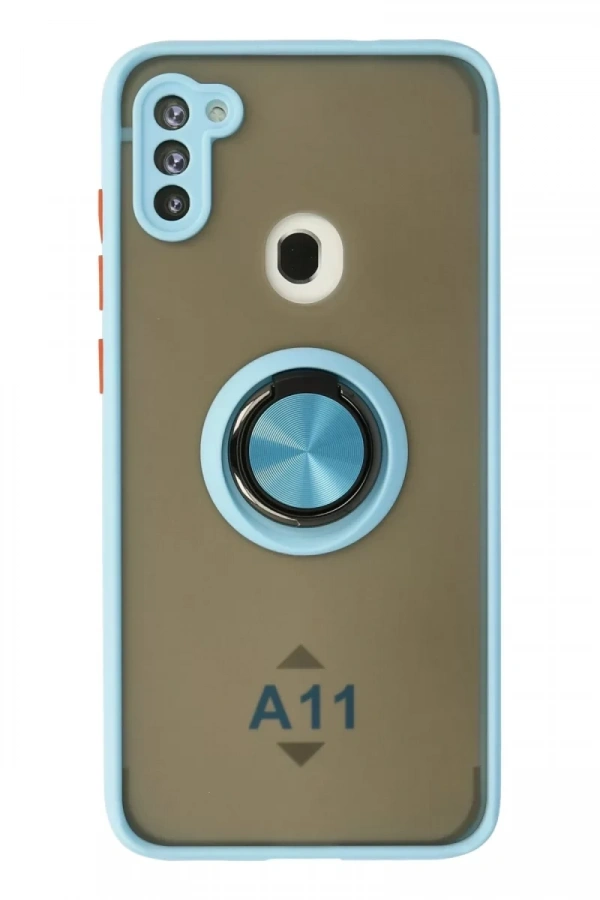 Samsung Galaxy A11 Kılıf Montreal Yüzüklü Silikon Kapak - Buz Mavi