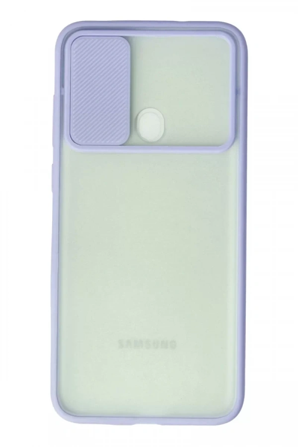 Samsung Galaxy A11 Kılıf Palm Buzlu Kamera Sürgülü Silikon - Lila