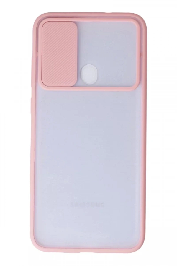 Samsung Galaxy A11 Kılıf Palm Buzlu Kamera Sürgülü Silikon - Pembe