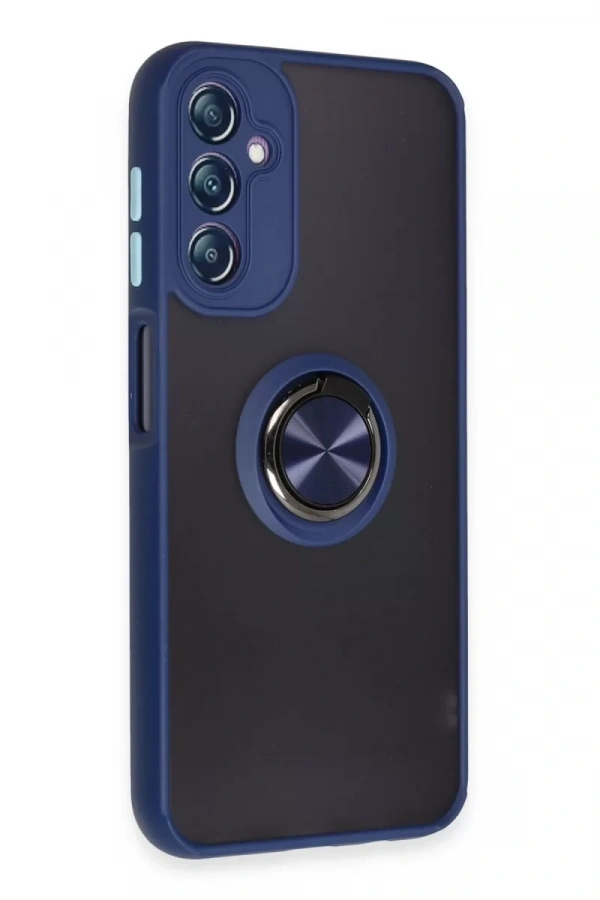 Samsung Galaxy A14 4G Kılıf Montreal Yüzüklü Silikon Kapak - Lacivert