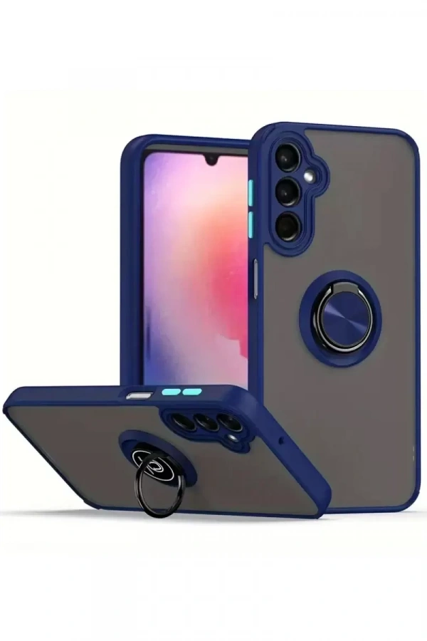 Samsung Galaxy A16 5G Kılıf Montreal Yüzüklü Silikon Kapak - Lacivert