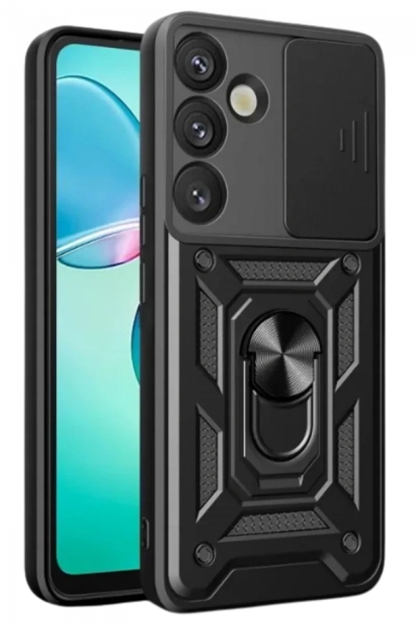 Samsung Galaxy A17 5G Pars Lens Yüzüklü Silikon - Siyah