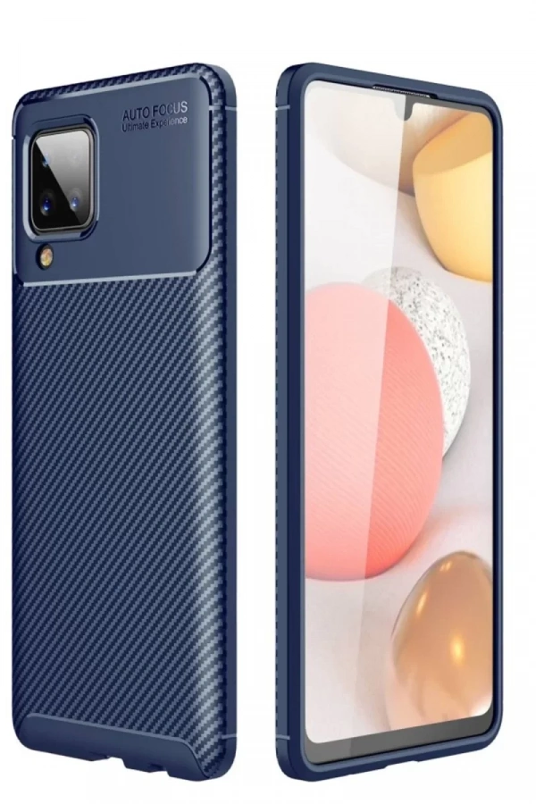 Samsung Galaxy A22 Kılıf Auto Focus Karbon Kapak - Lacivert