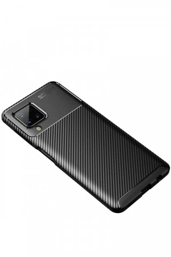 Samsung Galaxy A22 Kılıf Auto Focus Karbon Kapak - Siyah