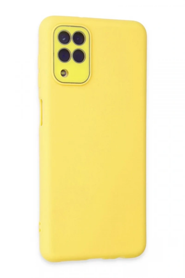 Samsung Galaxy A22 Kılıf Lansman Glass Kapak - Sarı
