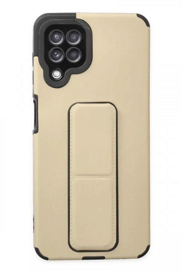 Samsung Galaxy A22 Kılıf Mega Standlı Silikon - Gold