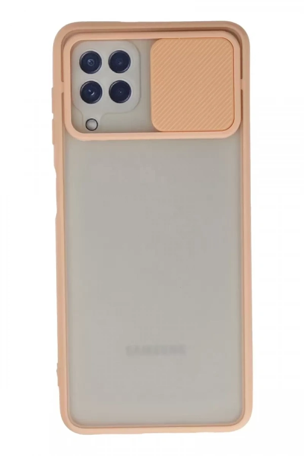 Samsung Galaxy A22 Kılıf Palm Buzlu Kamera Sürgülü Silikon - Pembe