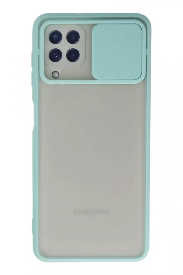Samsung Galaxy A22 Kılıf Palm Buzlu Kamera Sürgülü Silikon - Turkuaz