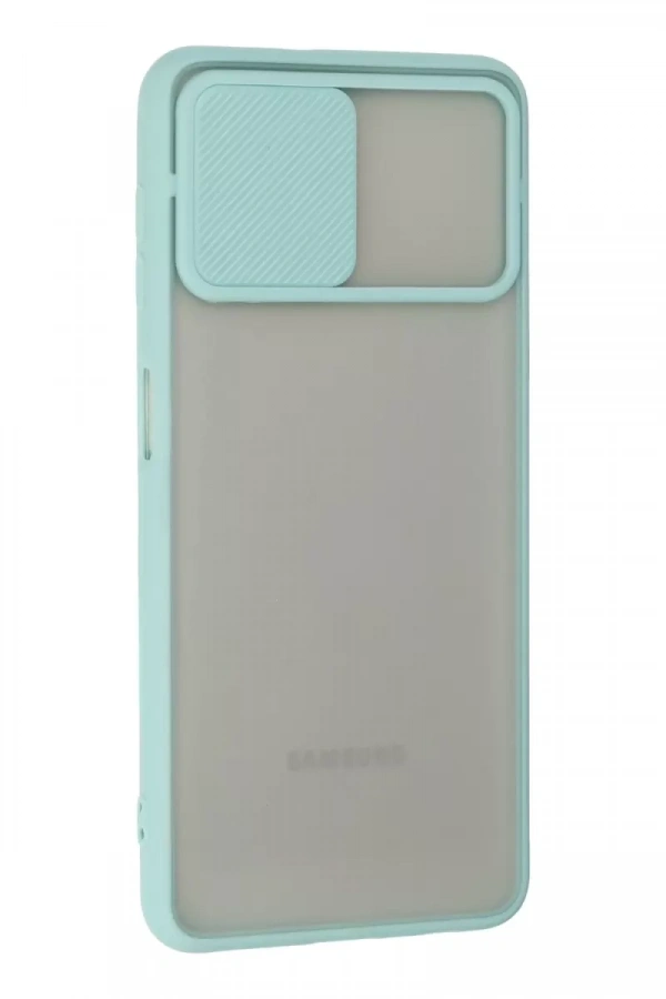 Samsung Galaxy A22 Kılıf Palm Buzlu Kamera Sürgülü Silikon - Turkuaz