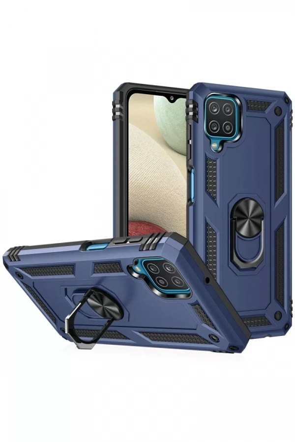 Samsung Galaxy A22 Kılıf Sofya Yüzüklü Silikon Kapak - Lacivert
