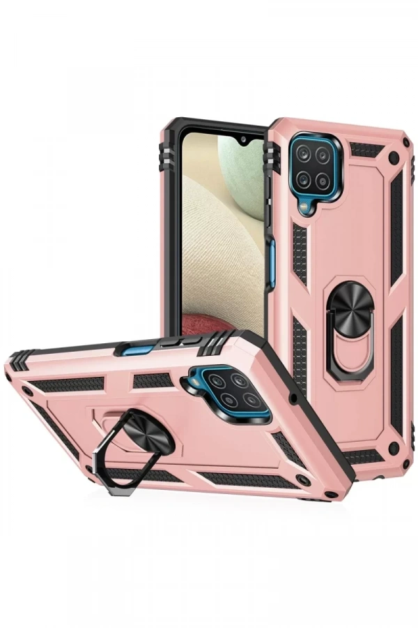 Samsung Galaxy A22 Kılıf Sofya Yüzüklü Silikon Kapak - Rose