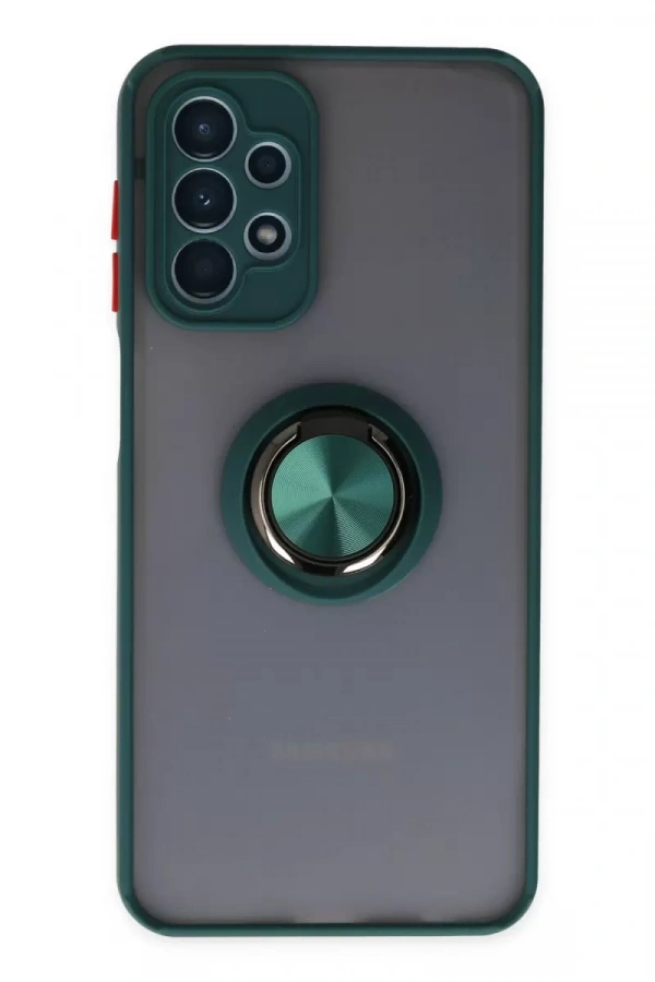 Samsung Galaxy A23 4G Kılıf Montreal Yüzüklü Silikon Kapak - Yeşil