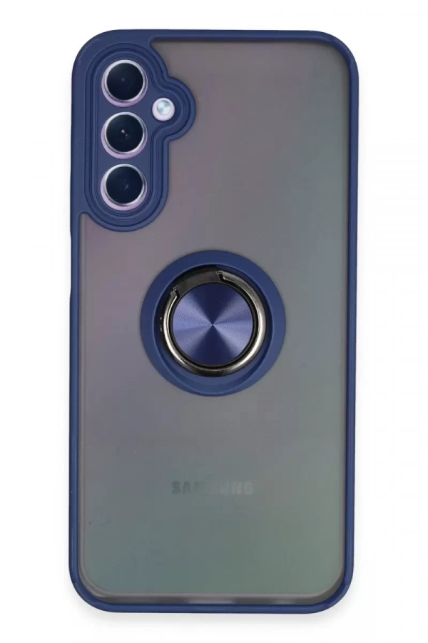 Samsung Galaxy A24 4G Kılıf Montreal Yüzüklü Silikon Kapak - Lacivert