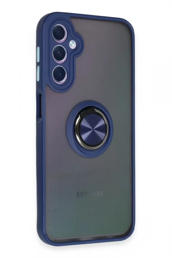 Samsung Galaxy A24 4G Kılıf Montreal Yüzüklü Silikon Kapak - Lacivert