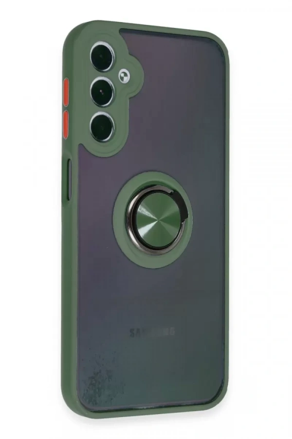 Samsung Galaxy A24 4G Kılıf Montreal Yüzüklü Silikon Kapak - Yeşil