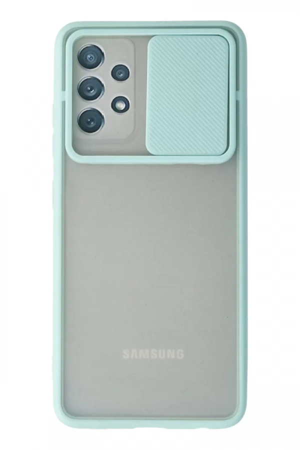 Samsung Galaxy A32 Kılıf Palm Buzlu Kamera Sürgülü Silikon - Turkuaz