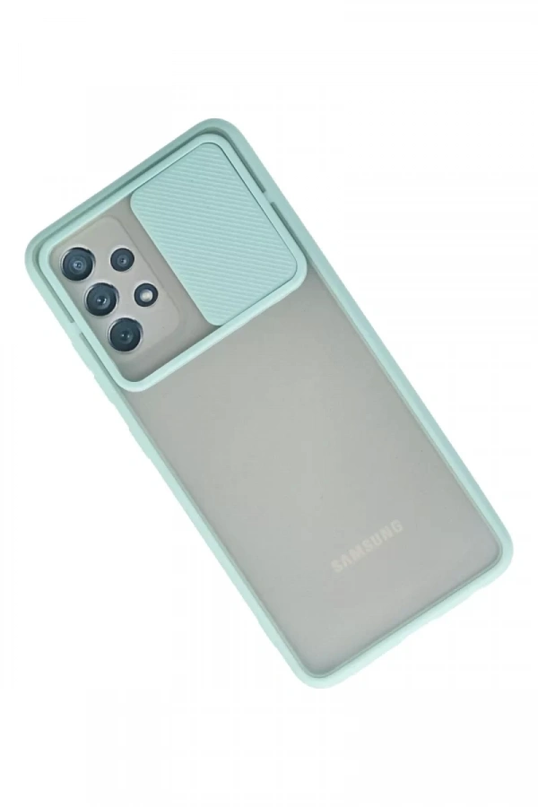 Samsung Galaxy A32 Kılıf Palm Buzlu Kamera Sürgülü Silikon - Turkuaz