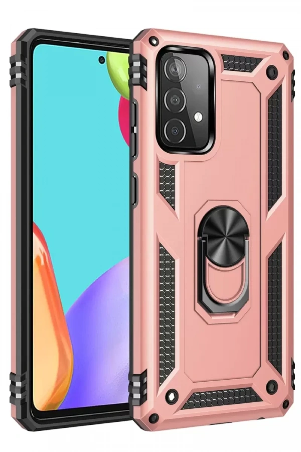 Samsung Galaxy A32 Kılıf Sofya Yüzüklü Silikon Kapak - Rose
