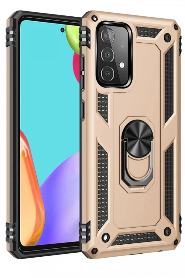Samsung Galaxy A33 5G Kılıf Sofya Yüzüklü Silikon Kapak - Gold