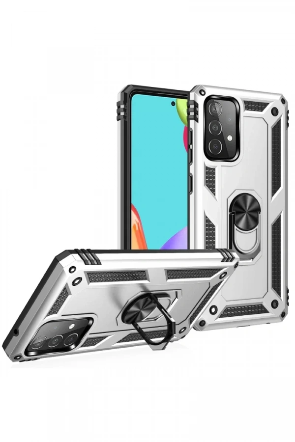 Samsung Galaxy A33 5G Kılıf Sofya Yüzüklü Silikon Kapak - Gümüş
