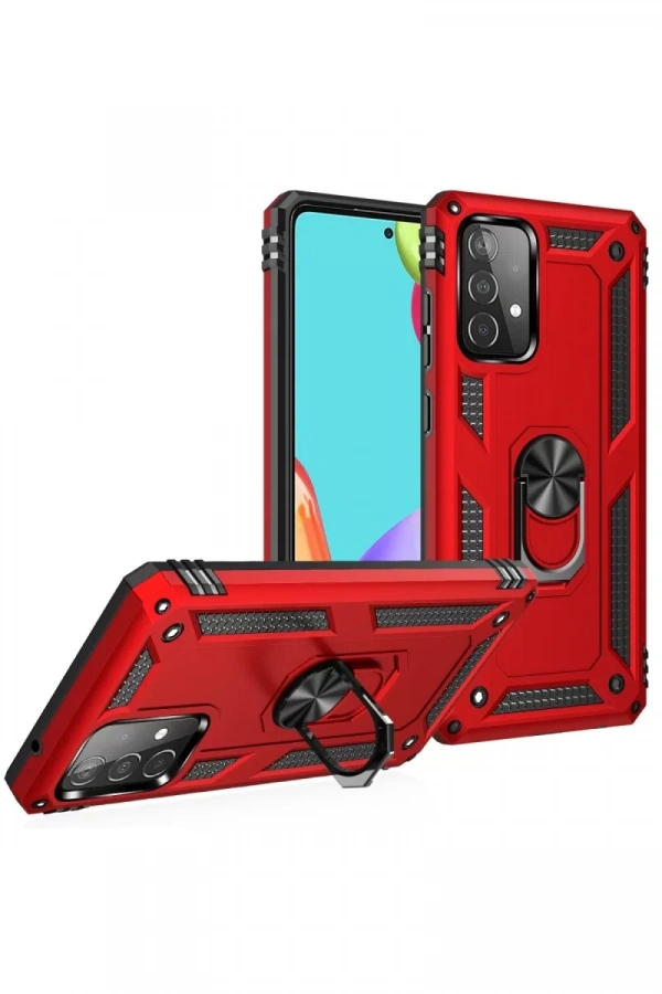 Samsung Galaxy A33 5G Kılıf Sofya Yüzüklü Silikon Kapak - Kırmızı