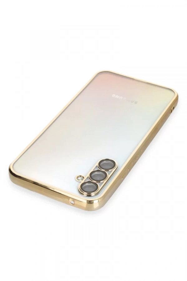 Samsung Galaxy A34 5G Kılıf Lensli Silikon - Gold