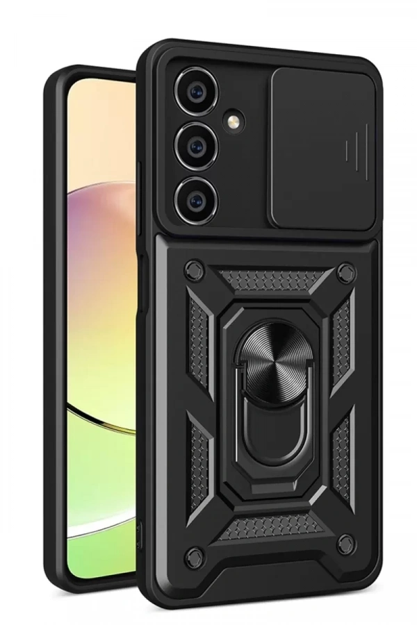 Samsung Galaxy A35 5G Kılıf Pars Lens Yüzüklü Silikon - Siyah
