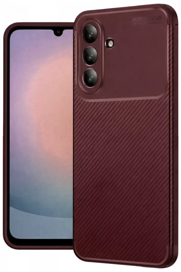 Samsung Galaxy A36 Kılıf Auto Focus Karbon Kapak - Bordo