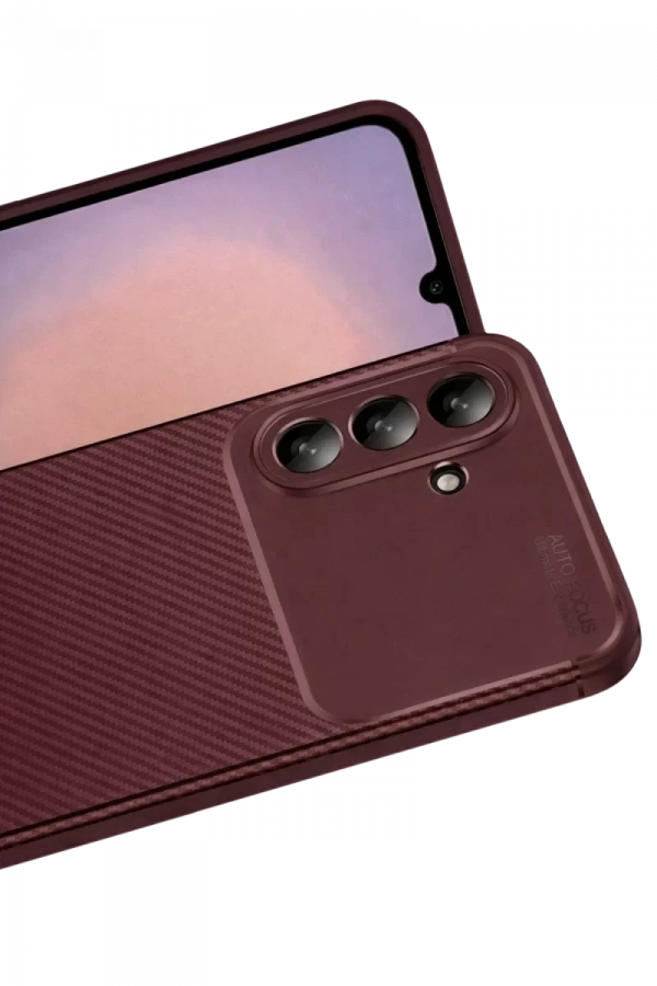 Samsung Galaxy A36 Kılıf Auto Focus Karbon Kapak - Bordo