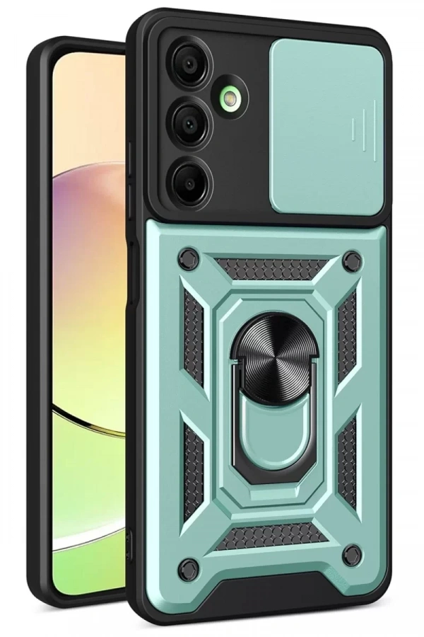 Samsung Galaxy A36 Kılıf Pars Lens Yüzüklü Silikon - Yeşil