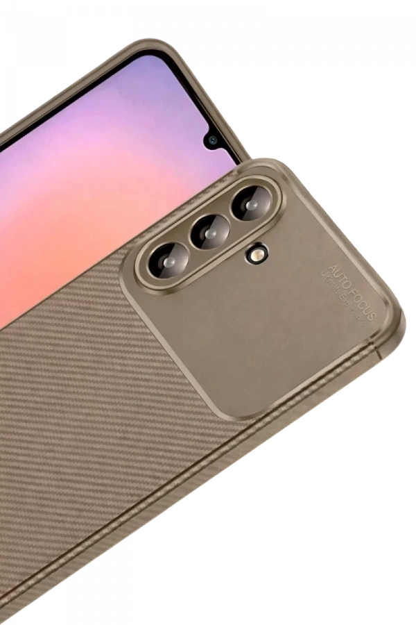Samsung Galaxy A37 5G Auto Focus Karbon Kapak - Kahverengi