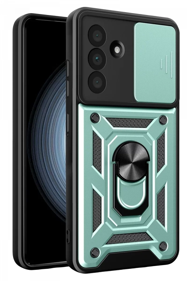 Samsung Galaxy A37 5G Pars Lens Yüzüklü Silikon - Yeşil