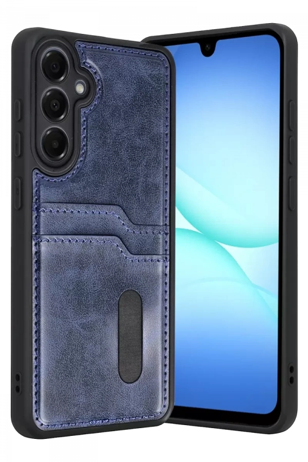 Samsung Galaxy A37 5G Sara Kartvizitli Deri Kılıf - Lacivert