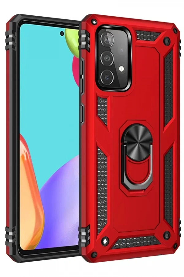 Samsung Galaxy A52 Kılıf Sofya Yüzüklü Silikon Kapak - Kırmızı