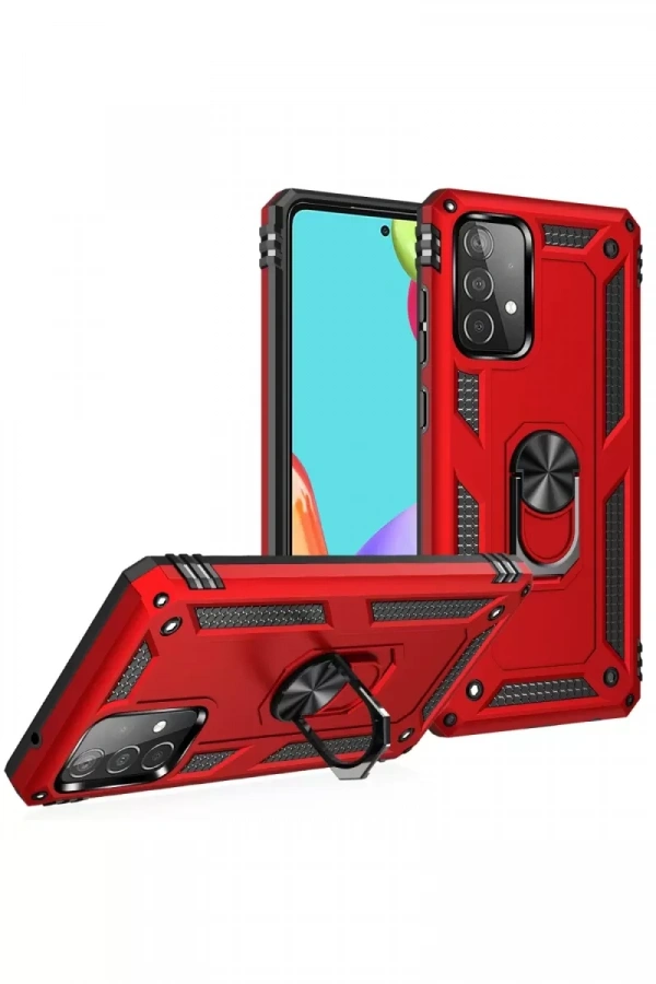 Samsung Galaxy A52 Kılıf Sofya Yüzüklü Silikon Kapak - Kırmızı