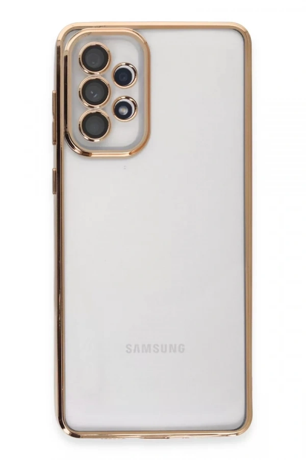 Samsung Galaxy A53 5G Kılıf Lensli Silikon - Gold