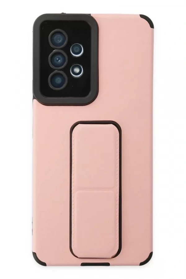 Samsung Galaxy A53 5G Kılıf Mega Standlı Silikon - Pudra